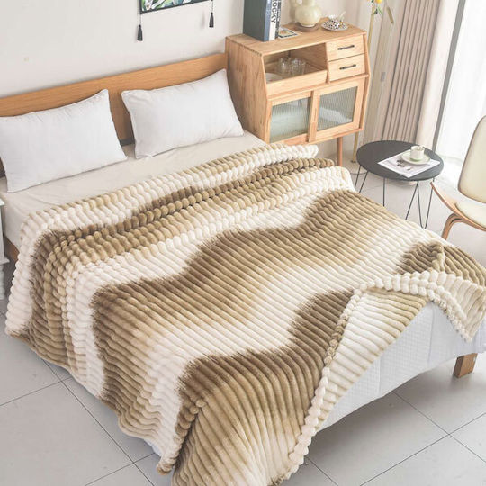 SpitiBazaar Decke Samt Einzel 160x240cm Dark Brown - White