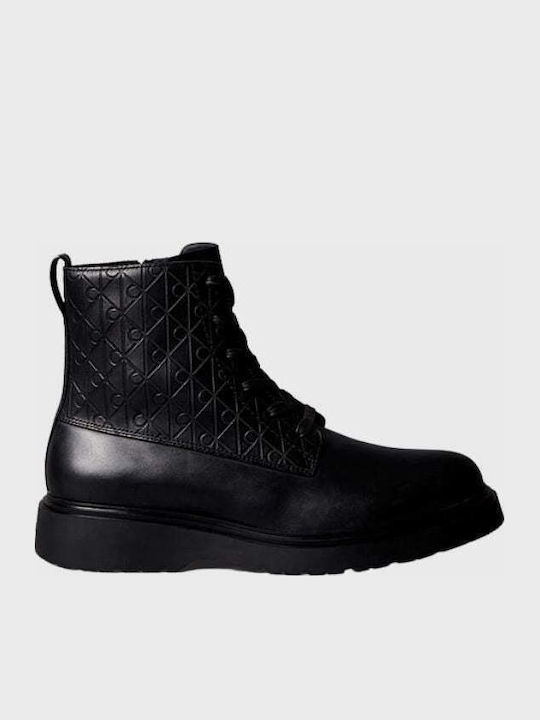 Leather Black Men's Boots with Zipper