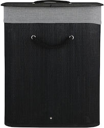 Estia Essentials Καλάθι Απλύτων Bamboo Πτυσσόμενο 60lt με Καπάκι 40x30x50cm Μαύρο