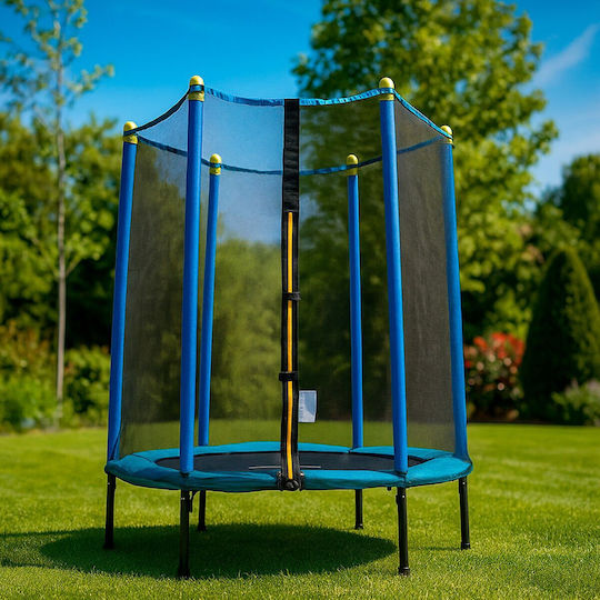 InnovaGoods Trambulină Pentru Copii Diametru 140 cm Cu Plasă De Protecție Albastră