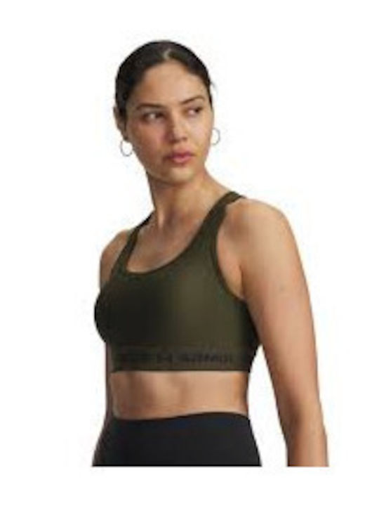Under Armour Crossback Mid Bra Γυναικείο Μπουστάκι Λαδί με Αφαιρούμενη Ενίσχυση