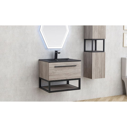 Inter Ceramic Πάγκος με Νιπτήρα Μ60xΒ45xΥ50cm Μπεζ