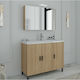 Drop Waschtisch mit Waschbecken & Spiegel mit Licht Beige