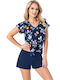 Donna Sommer Damen Pyjama-Set Blau