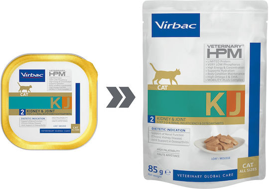 Virbac Kidney Support Joint Nasses Katzenfutter Dose mit Fleisch und Fisch 12x85g