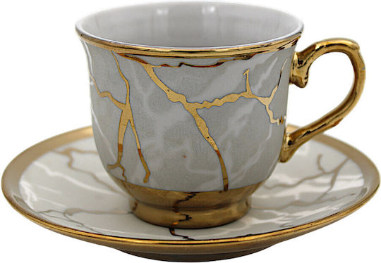 Set of Cups Coffee Porcelain Brown 6pcs