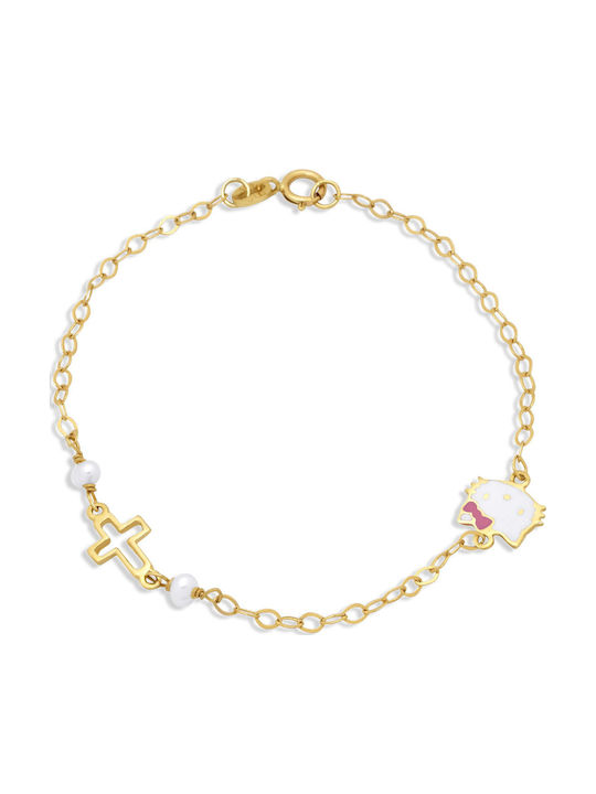 Goldjewels Kids Bracelet Chain from Gold 14K with Stones