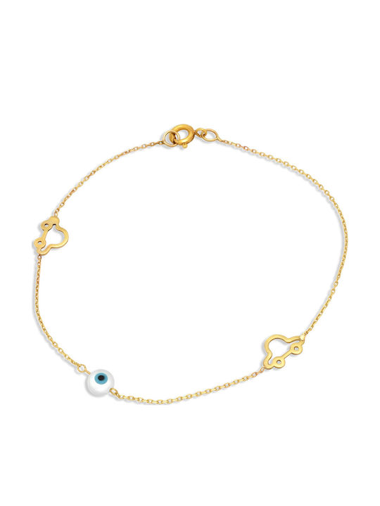 Goldjewels Παιδικό Βραχιόλι Αλυσίδα από Χρυσό 14K με Ματάκι