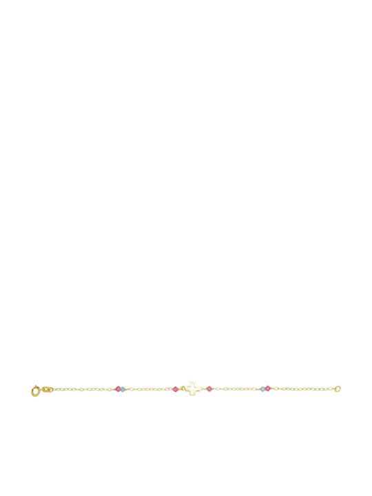 Goldjewels Παιδικό Βραχιόλι Αλυσίδα από Χρυσό 9K με Σταυρό