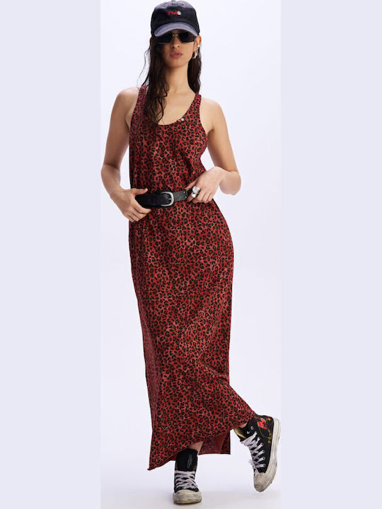 Magnolia Sommer Maxi Damenkleid Rot Ocker