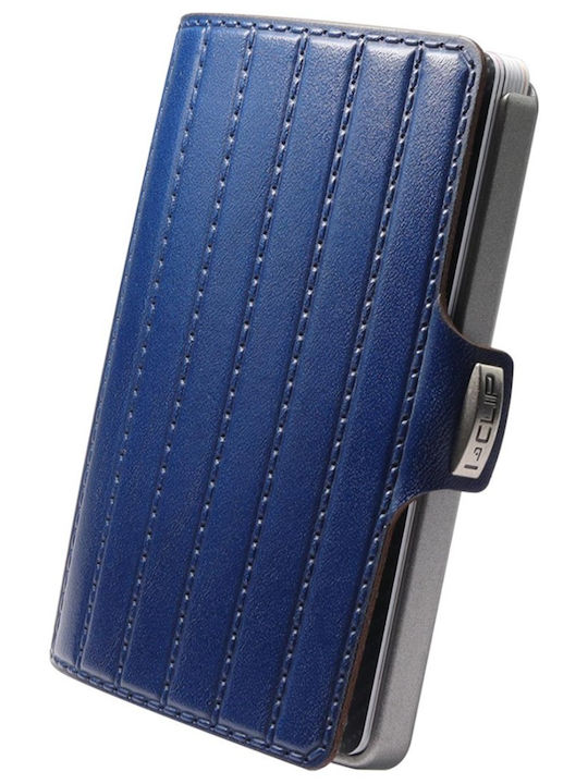 Set Leather Men's Wallet with RFID Blue