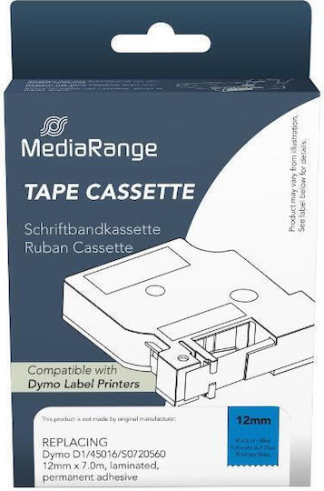 MediaRange Label Maker Tape 1m x 12mm in Black Colour Compatible with Dymo D1