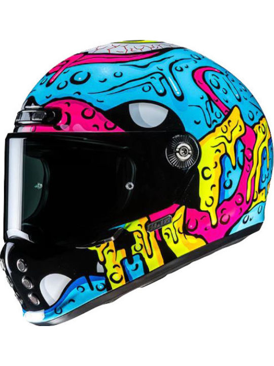 HJC V10 Squeeze MC28 Blue Pink Cască Moto Față ...