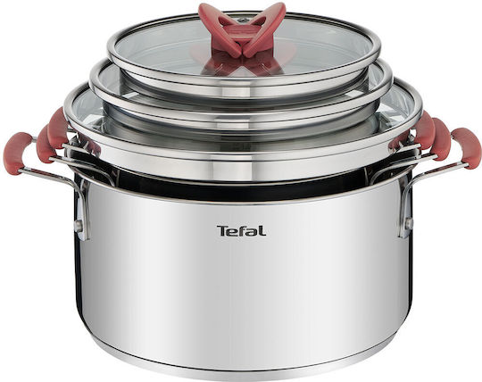 Tefal Opti Space Pots Set Stainless Steel 6 Pcs Tefal Opti Space Pots Set Stainless Steel 6 Pcs