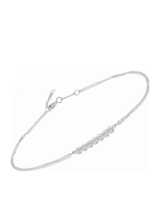 Art d or Women's Bracelet Chain made of White gold 9K with Zircon