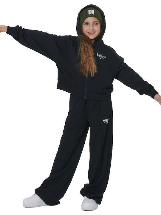 Kids Sweatshirt Cardigan with Hood and Pockets Black