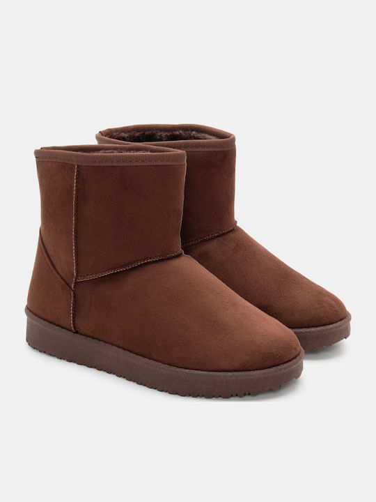 Luigi Women's Ankle Boots with Fur Brown
