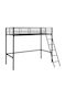 Pat pentru Copii Loft Bed Single Negru pentru Saltea 90x200cm