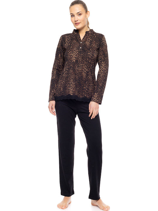 Pink Label Winter Damen Pyjama-Set Black