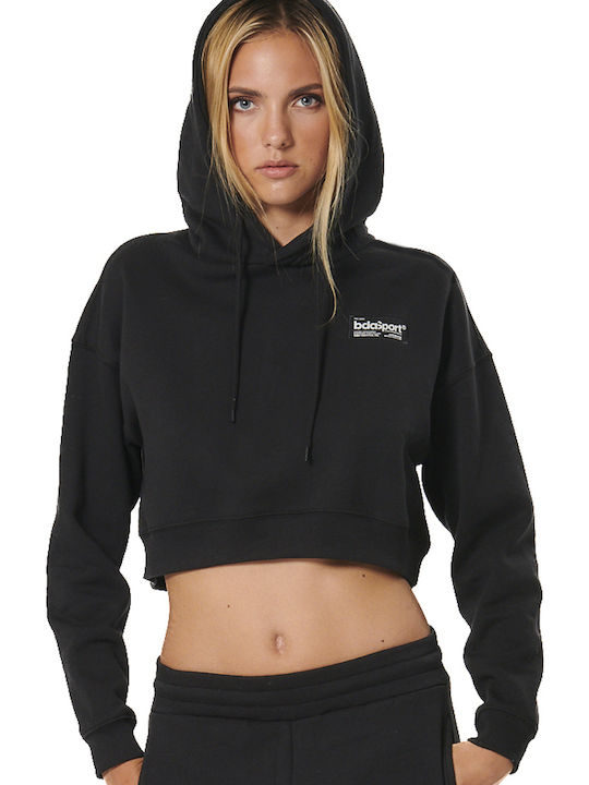 Cropped Women's Sweatshirt Hooded Black
