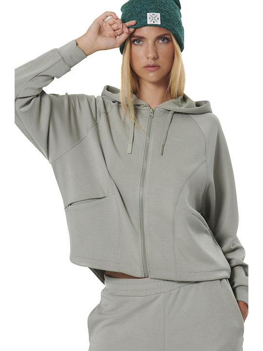 Body Action Women's Sweatshirt Jacket Hooded Green