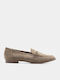 Leather Women's Moccasins in Green Color