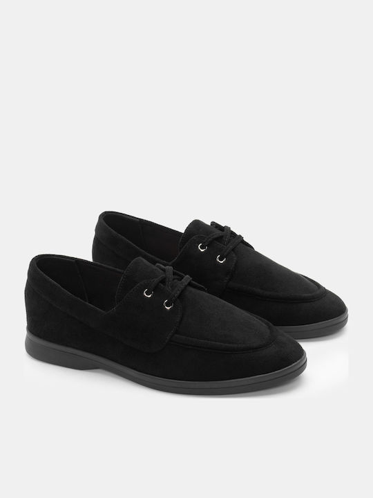 Luigi Leather Women's Moccasins in Black Color