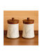 Galifas Set of 2 Sugar Coffee Jars with Porcelain White Lid 13x20cm 2 Pieces
