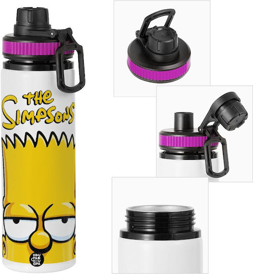 Koupakoupa The Simpsons Bart Kids Water Bottle Made of Aluminium The Simpsons with Screw-on Cap Non Spill Multicolour 850ml