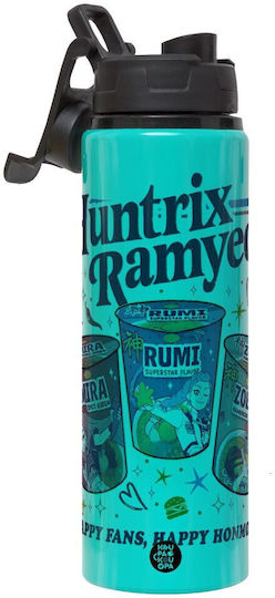 Koupakoupa Ramyeon Huntrix Детска Бутилка За Вода От Алуминий С Винтова Капачка Non Spill Тюркоазена 850мл