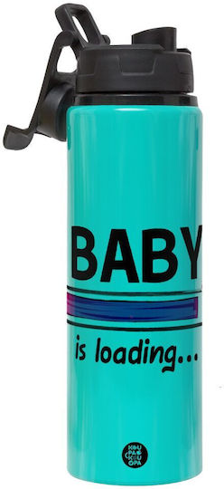 Koupakoupa Baby Is Loading Детска Алуминиева Бутилка За Вода С Винтова Капачка Non Spill Тюркоазен 850мл