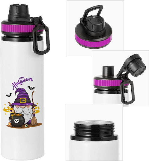 Koupakoupa Happy Halloween Kids Water Bottle Made of Aluminium Halloween with Screw-on Cap Non Spill Purple 850ml