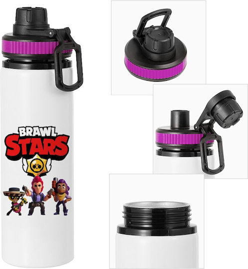 Koupakoupa Kids Water Bottle from Aluminium Brawl Stars with Screw-on Cap Non Spill Purple 850ml