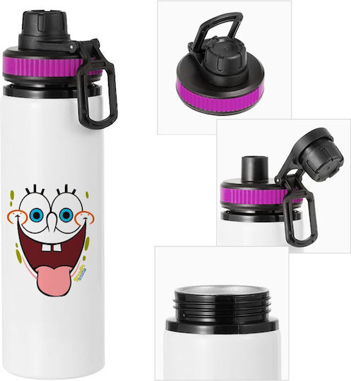 Koupakoupa SpongeBob Smile Kids Water Bottle Made of Aluminium SpongeBob with Screw-on Cap Non Spill Purple 850ml