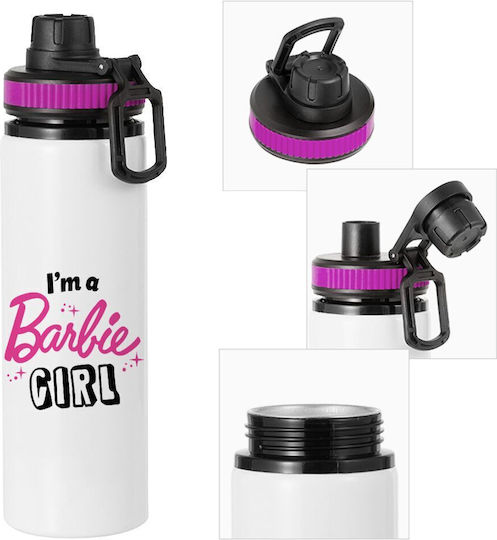 Koupakoupa Barbie Girl Kids Water Bottle Made of Aluminium Barbie with Screw-on Cap Non Spill Purple 850ml