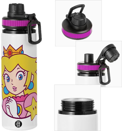 Koupakoupa Princess Peach Kids Water Bottle Made of Aluminium with Screw-on Cap Non Spill Orange 850ml