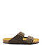 Leather Men's Sandals In Green Colour