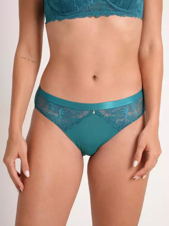 Women's Slip with Lace Petrol Blue