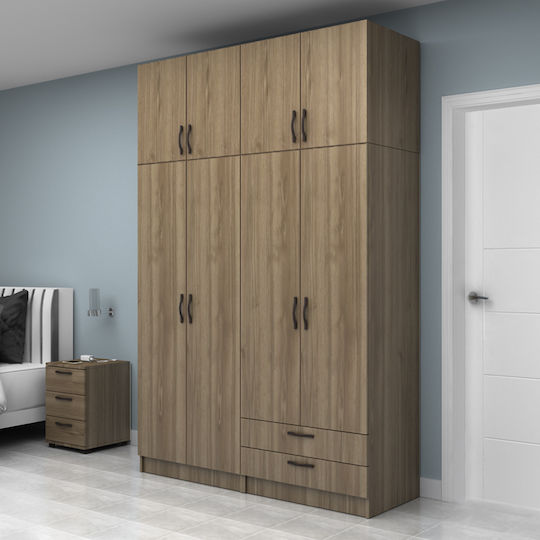 Vivian Τετράφυλλη Ντουλάπα με Πατάρι 160x51.8x240cm Καρυδί
