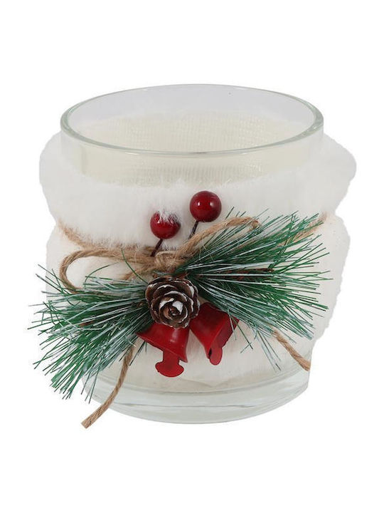 Atmosphera Christmas Glass Candlestick White Xmas 8x7.3cm