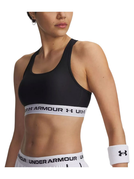 Under Armour Crossback Mid Γυναικείο Αθλητικό Μπουστάκι Μαυρο - Λευκο