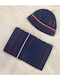 Kids Beanie Set with Scarf Knitted Navy Blue
