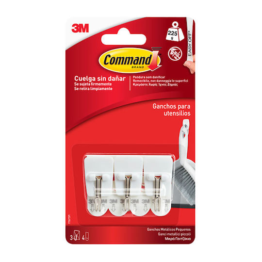 Hook Hanging 3m 225 g 19 x 41 x 19 mm White Steel 3 Units S7929721 10 to 30 Days