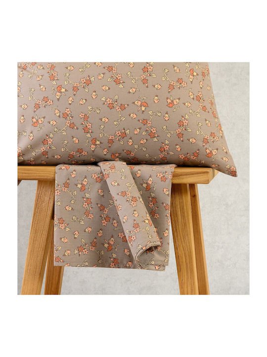 Melinen Sheet Set with 2 Pillowcases Super-Double with Elastic 160x200+32cm. Cesare Apricot 3pcs