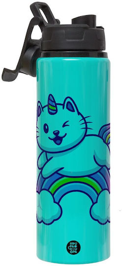 Süße Katze Einhorn Metallische Kinder Trinkflasche Mit Sicherheitsdeckel Aluminium 850ml