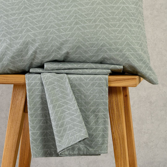 Melinen Sheet Set with 2 Pillowcases Super-Double with Elastic 160x200+32cm. Paris Aqua 3pcs