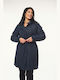 Women's Long Lifestyle Jacket for Winter with Hood Blue