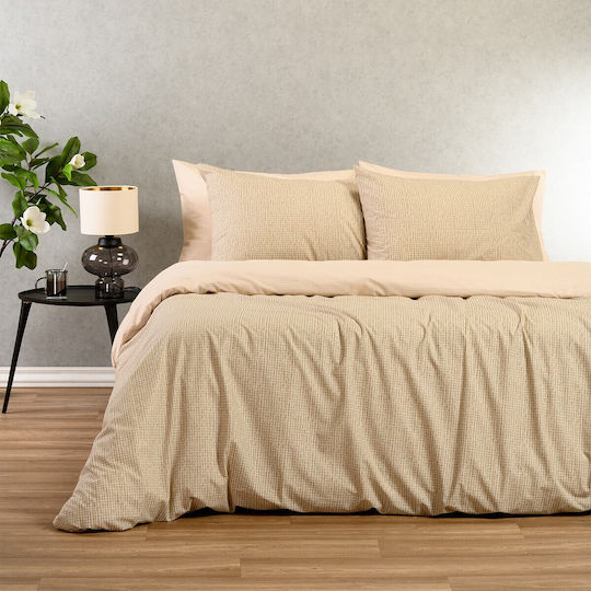 Melinen Davide Σετ Παπλωματοθήκη 165x245cm Μονή με Μαξιλαροθήκη Beige