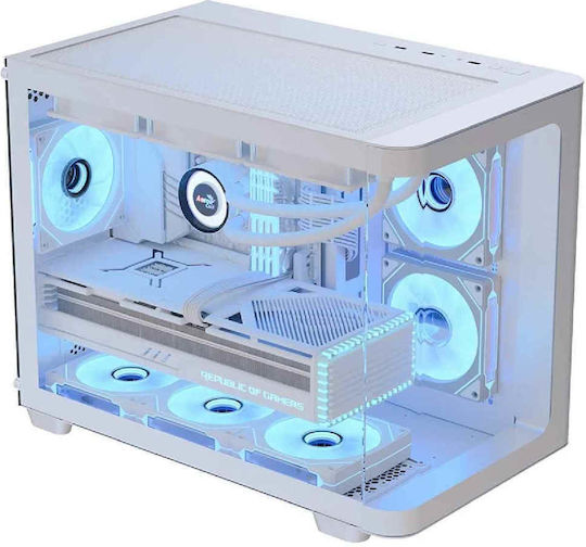 Aerocool P300C Gaming Mini-Turm Computergehäuse mit Seitenfenster und ARGB-Beleuchtung Weiß