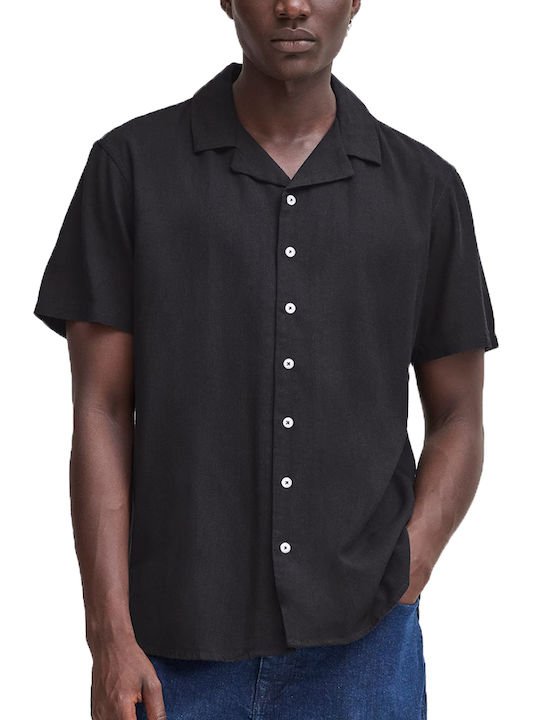 Blend Short-sleeved Linen Shirt Black